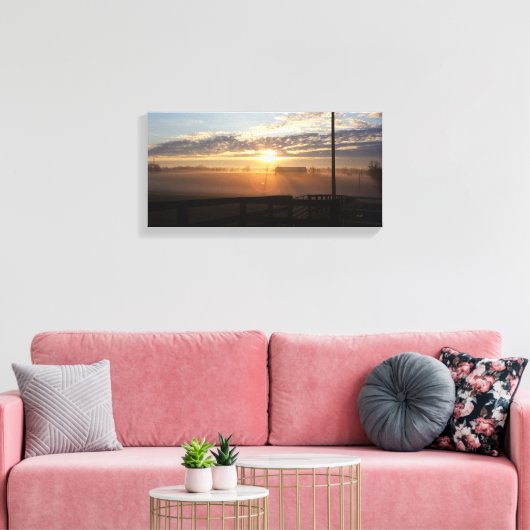 Misty Kentucky Horse Boerderij Sunrise Canvas Afdruk (Insitu (Woonkamer))