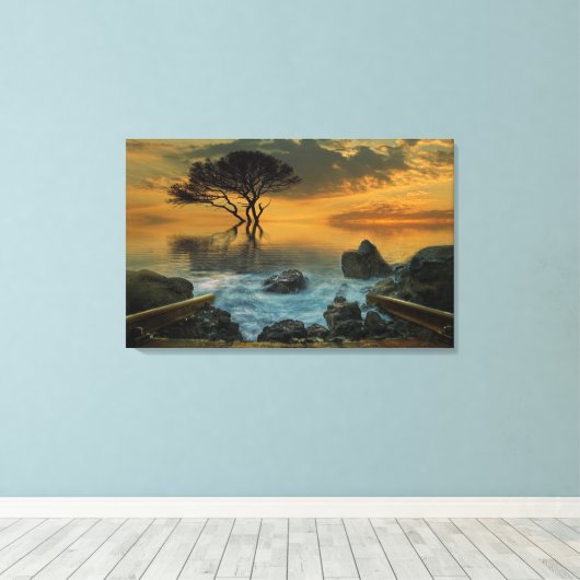 Misty Lake Canvas Afdruk (Insitu (Houten vloer))