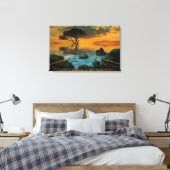 Misty Lake Canvas Afdruk (Insitu (Slaapkamer))