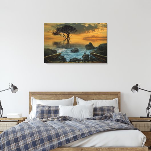 Misty Lake Canvas Afdruk (Insitu (Slaapkamer))