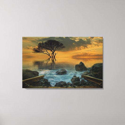 Misty Lake Canvas Afdruk (Voorkant)