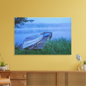 Misty Lake, Dock, Row Boat & Kayak Natuur Scene Canvas Afdruk (Insitu (Woonkamer))