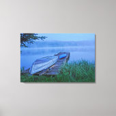 Misty Lake, Dock, Row Boat & Kayak Natuur Scene Canvas Afdruk (Voorkant)