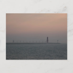 Misty Lake Michigan Lighthouse Briefkaart