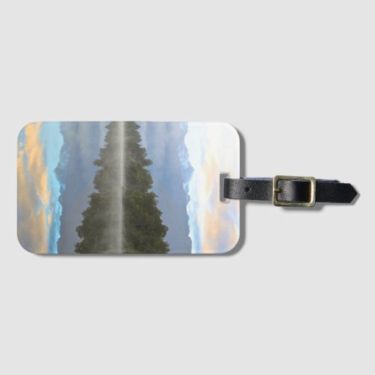 Misty Lake Trees Reflection Tranquil Natuur Bagagelabel (Voorkant (horizontaal))