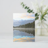 Misty Lake Trees Reflection Tranquil Natuur Briefkaart (Staand voorkant)