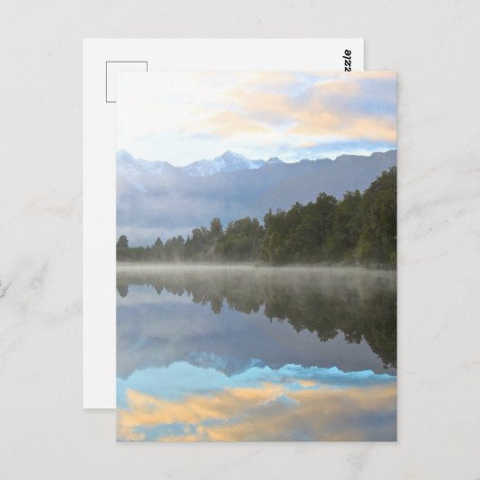 Misty Lake Trees Reflection Tranquil Natuur Briefkaart (Voorkant / Achterkant)