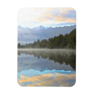 Misty Lake Trees Reflection Tranquil Natuur Foto Magneet
