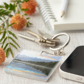 Misty Lake Trees Reflection Tranquil Natuur Sleutelhanger (Voorkant Rechts)