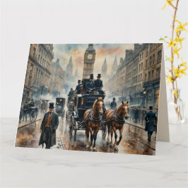 Misty London Street 1800s Opmerking Kaart