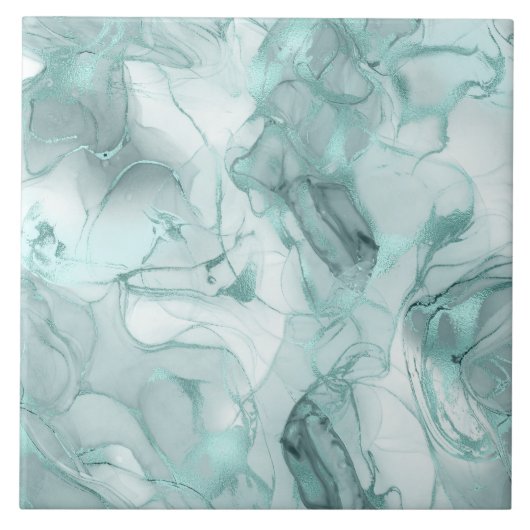 Misty Marble Abstract Pattern Light Teal ID705c Tegeltje (Voorkant)