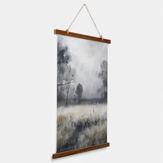 Misty Meadow Landschap Hangend Wandkleed (Gebogen)