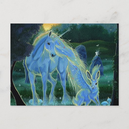"Misty Midsummers Morning" Unicorn-Briefkaart Briefkaart (Voorkant)