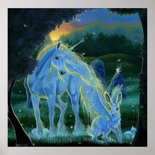 "Misty Midsummers Morning" Unicorn Canvas Print (Voorkant)