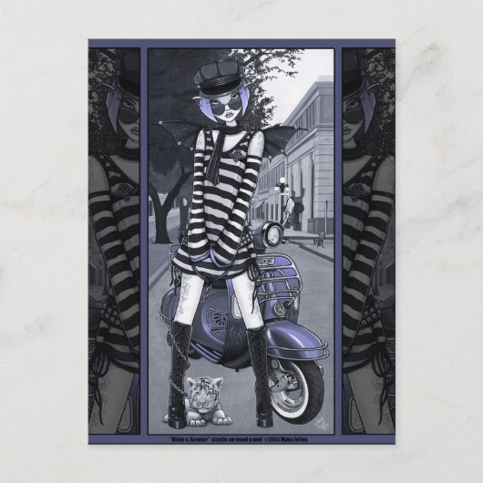 Misty Mod Moped Scooter Urban Tiger Fairy Briefkaa Briefkaart (Voorkant)