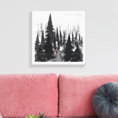 Misty Monochrome Pine Forest Waterverf Art Print (Insitu (Woonkamer))