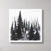 Misty Monochrome Pine Forest Waterverf Art Print (Voorkant)