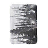 Misty Monochrome Pine Forest Waterverf Art Print Badmat (Voorkant Verticaal)