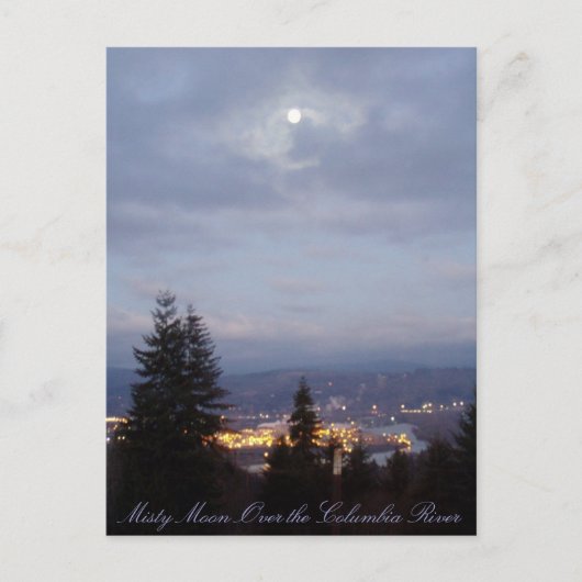 Misty Moon Over de Columbia Briefkaart (Voorkant)