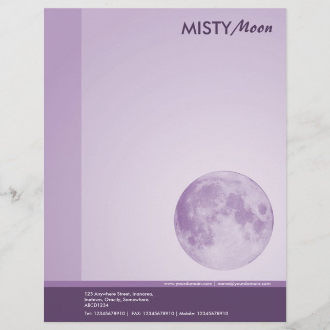 Misty Moon Violet Briefhoofd Sjabloon (Voorkant)