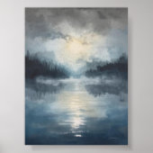 Misty Moonlit Lake Poster (Voorkant)