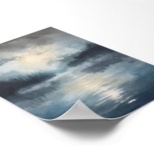 Misty Moonlit Lake Poster (Hoek)