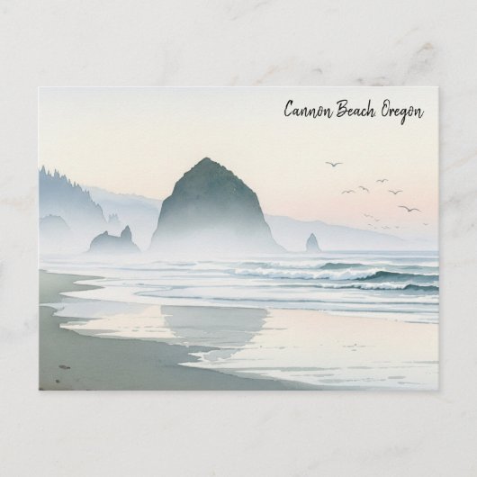 Misty Morning Cannon Beach Oregon Briefkaart (Voorkant)