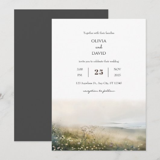 Misty Morning Coastal Meadow Uitzicht Beach Bruilo Kaart (Voorkant / Achterkant)