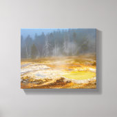 Misty Morning Geyser: een Yellowstone Wonderland Canvas Afdruk (Voorkant)