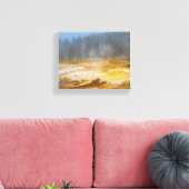 Misty Morning Geyser: een Yellowstone Wonderland Canvas Afdruk (Insitu (Woonkamer))
