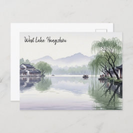 Misty Morning Hangzhou West Lake Hangzhou Briefkaart