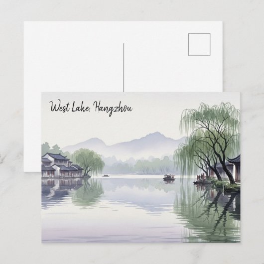 Misty Morning Hangzhou West Lake Hangzhou Briefkaart (Voorkant / Achterkant)