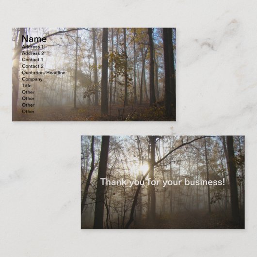 Misty Morning in het bos Visitekaartje (Voorkant / Achterkant)