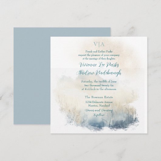 Misty Morning Meadow 2 bruiloft Kaart (Voorkant / Achterkant)