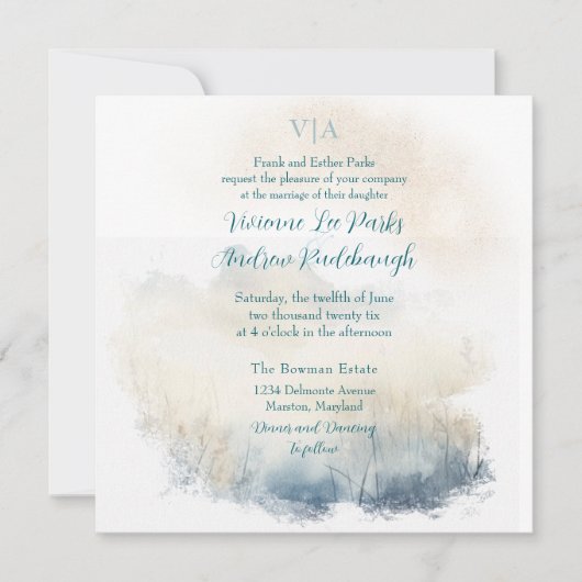 Misty Morning Meadow 2 bruiloft Kaart (Voorkant)