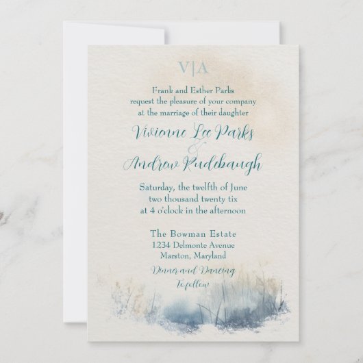 Misty Morning Meadow Wedding Invitation Kaart (Voorkant)
