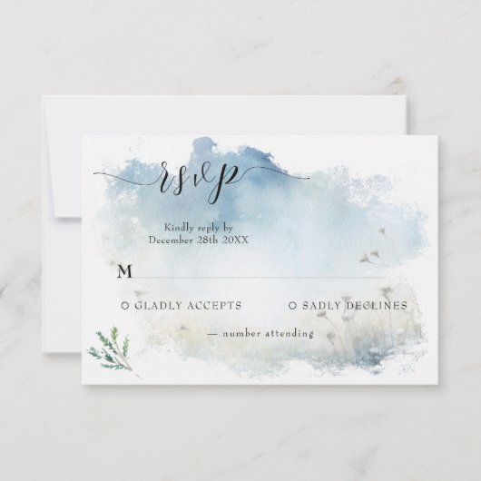 Misty Morning Meadow Wedding RSVP Kaartje (Voorkant)