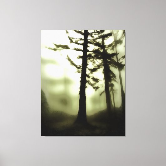 Misty Morning Monotone Forest Landscape Art Canvas Afdruk (Voorkant)