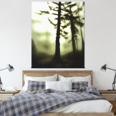 Misty Morning Monotone Forest Landscape Art Canvas Afdruk (Insitu (Slaapkamer))