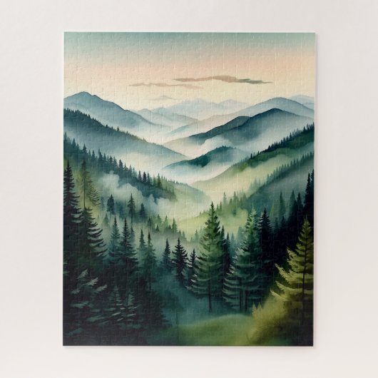 Misty Morning Mountain Pines Legpuzzel (Verticaal)