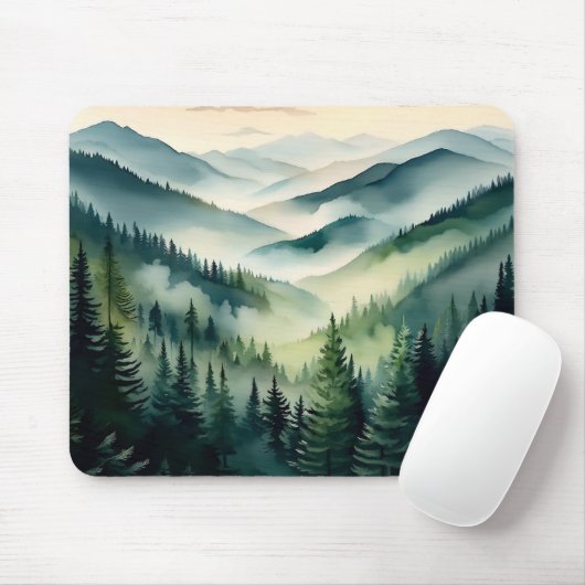 Misty Morning Mountain Pines Muismat (Met muis)