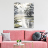 Misty Morning River Canvas Afdruk (Insitu (Woonkamer))