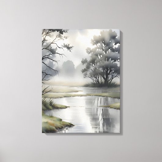 Misty Morning River Canvas Afdruk (Voorkant)