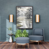 Misty Morning River Foto Afdruk