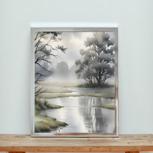 Misty Morning River Foto Afdruk
