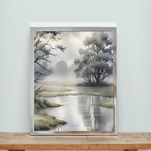 Misty Morning River Foto Afdruk