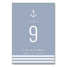 Misty Morning Wedding Table Card met Anchor
