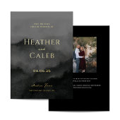 Misty Mountain Black Gold Bruiloft Save the Date Folie Uitnodiging