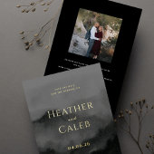 Misty Mountain Black Gold Bruiloft Save the Date Folie Uitnodiging