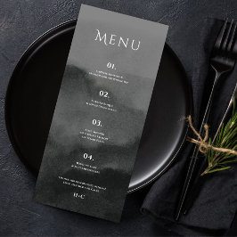 Misty Mountain Black Waterverf bruiloft Menu